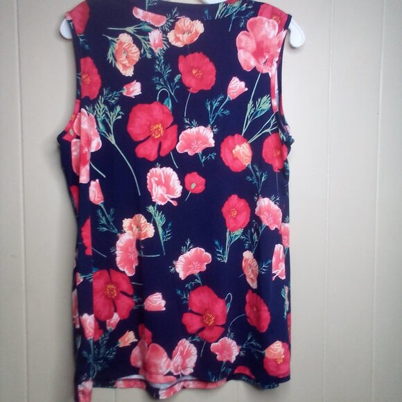 PerSeption Concept Blouse L Sleeveless Floral Blue Red Green - Picture 4 of 13